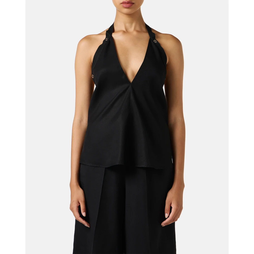 Iceberg Zwarte top nieuwe pasvorm in vloeibaar Tencel Black Dames