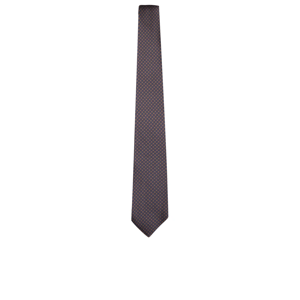 Canali Elegante Zijden Stropdas Bruin Blauw Ovaal Blue Heren