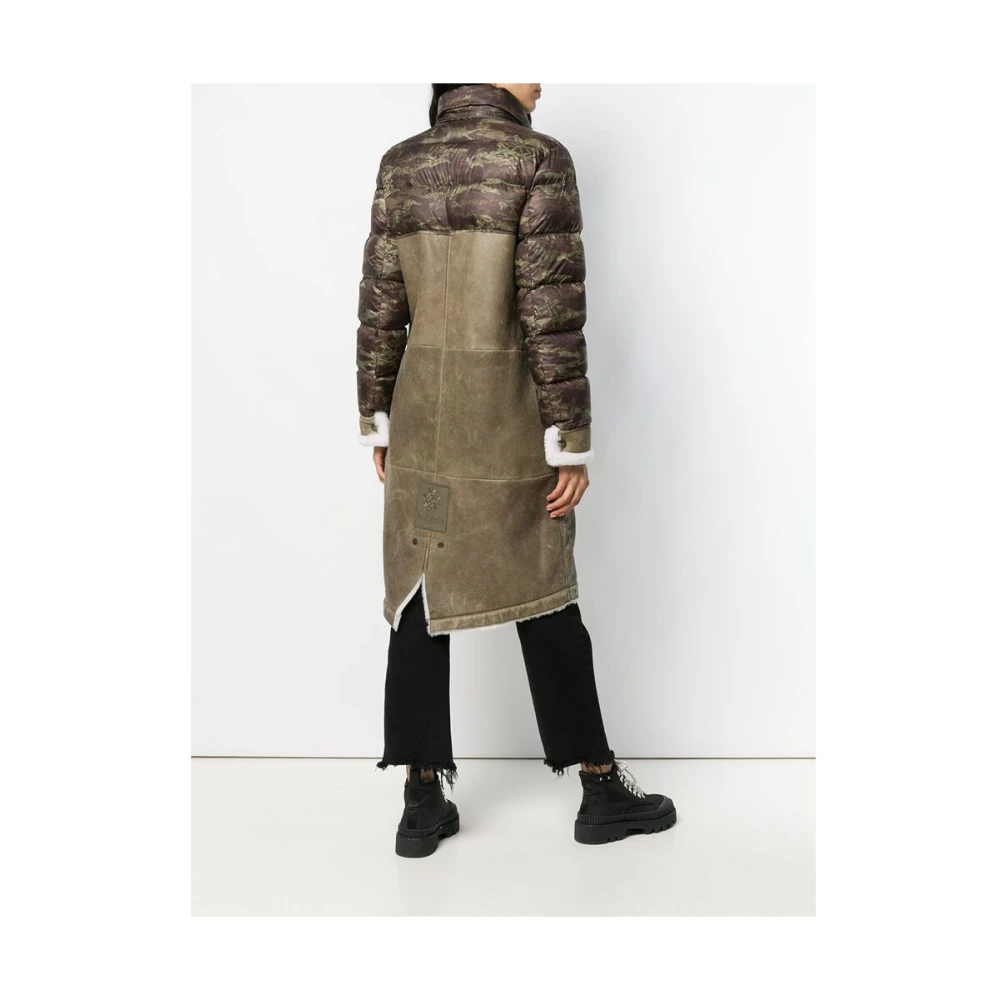 Mr&Mrs Italy Khaki Camo Shearling Hooded Parka Green Dames