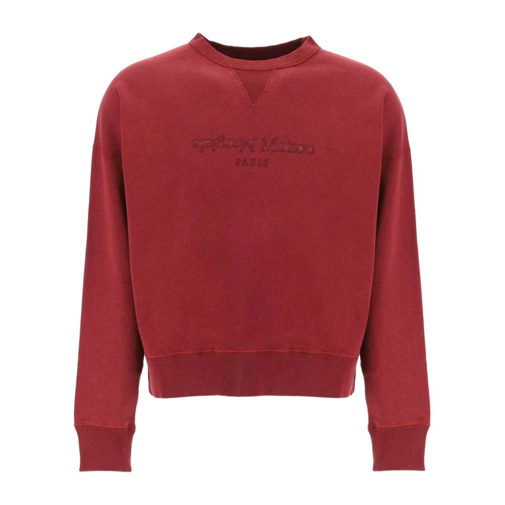 Maison Margiela Sweatshirt met omgekeerd logo van geborsteld katoen Red Heren
