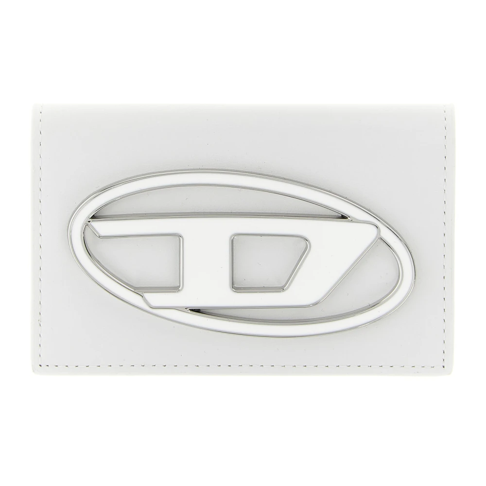 Diesel Women's White Wallets & Cardholders, One Size, Holi-D Smooth Leather Card Holder