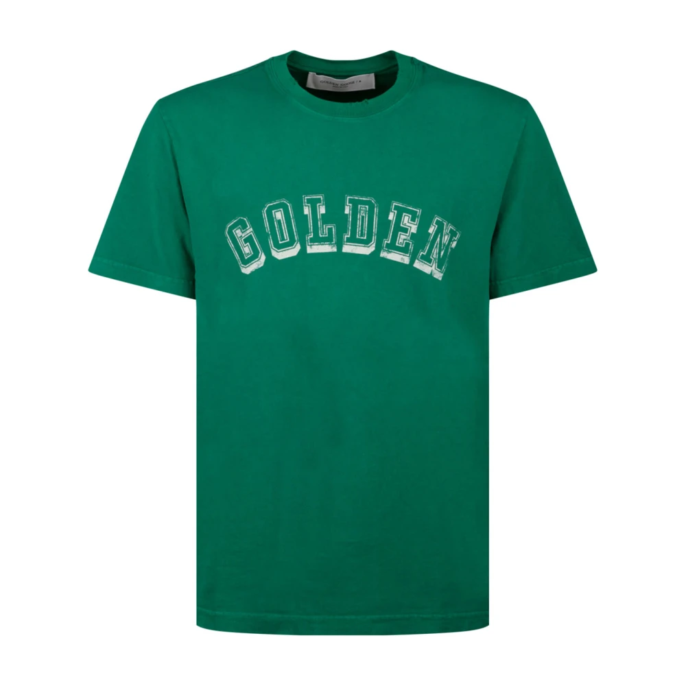 Golden Goose Groen Logo Print T-Shirt met Dubbele Ster Green Heren