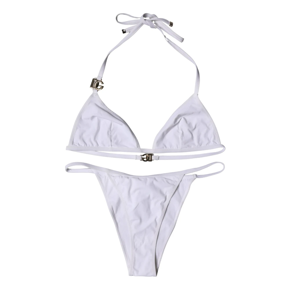 Dolce & Gabbana Donna Bianco Logo Swimsuit Two-Piece