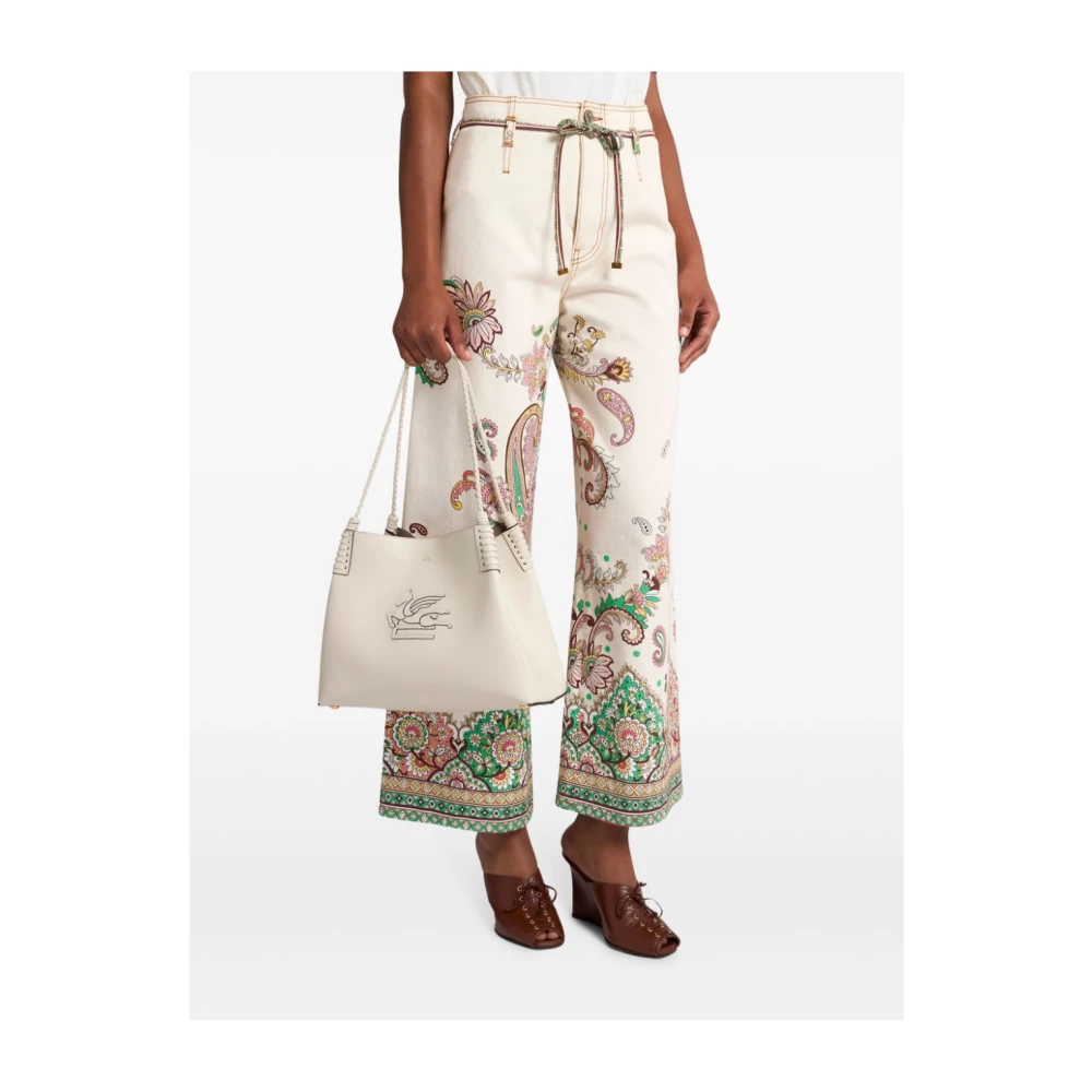 ETRO Witte Geborduurde Logo Leren Tas White Dames