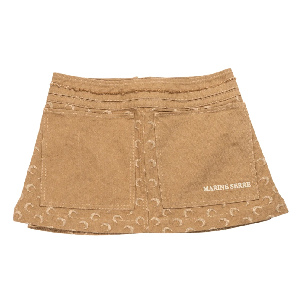 Marine Serre Maan Jacquard Mini Rok in Beige Dames