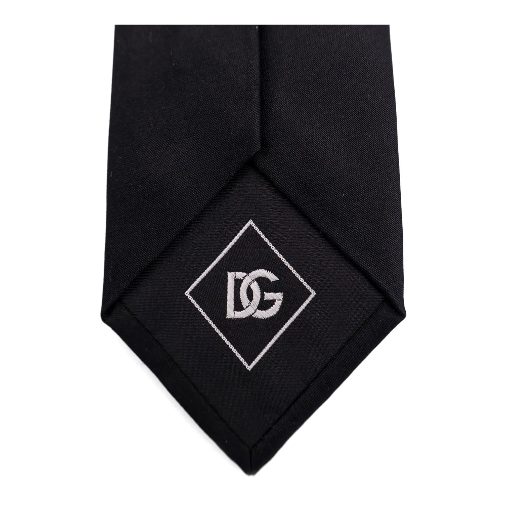 Dolce & Gabbana Zijden Stropdas met Stoffen Logolabel Black Heren