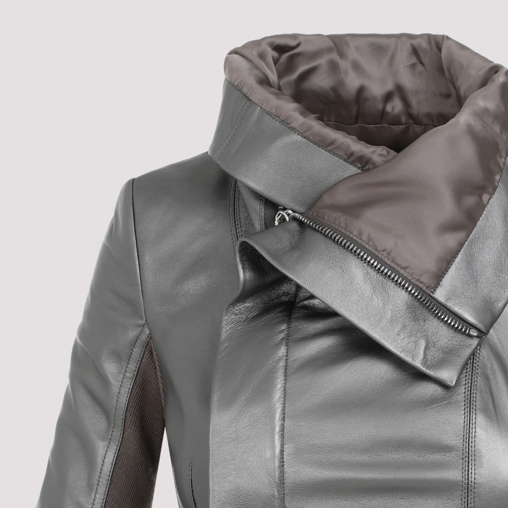 Rick Owens Leather Jackets Gray Dames