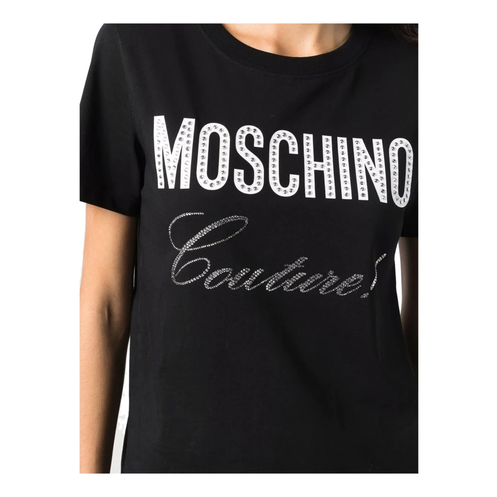 Moschino Kristalversierd T-shirt Black Dames