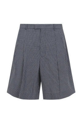 Dubbelveckade bermudashorts i bomull med rutor