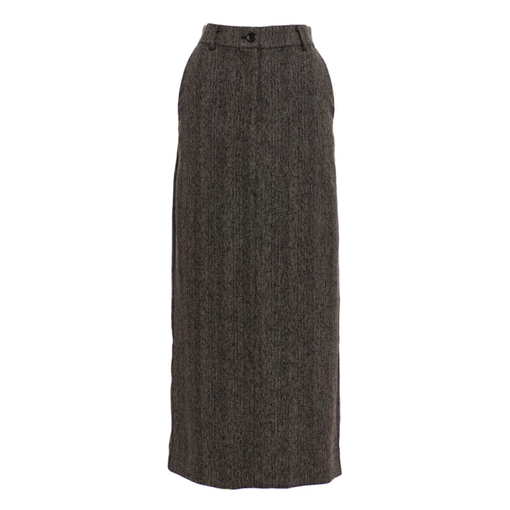 Essentiel Antwerp Zwarte Chevron Hoge Taille Rok Gray Dames