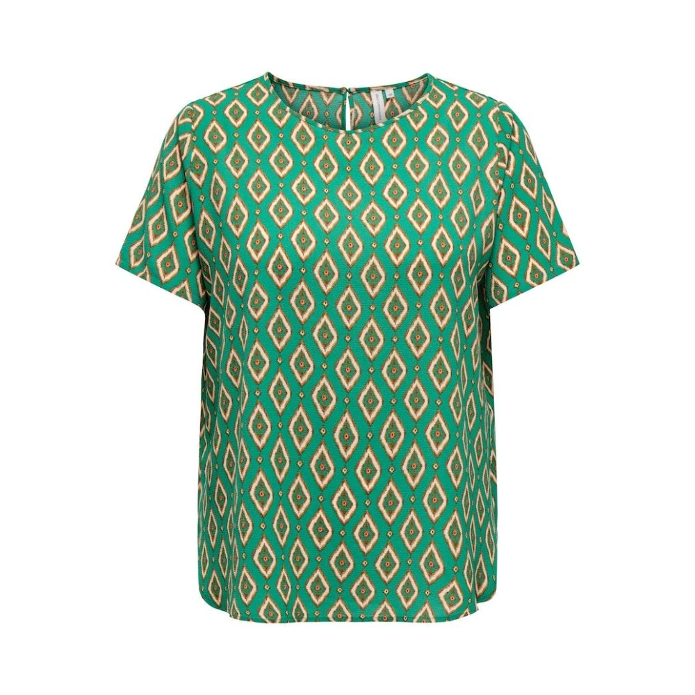 ONLY CARMAKOMA blousetop CARLUX met all over print groen bruin oranje