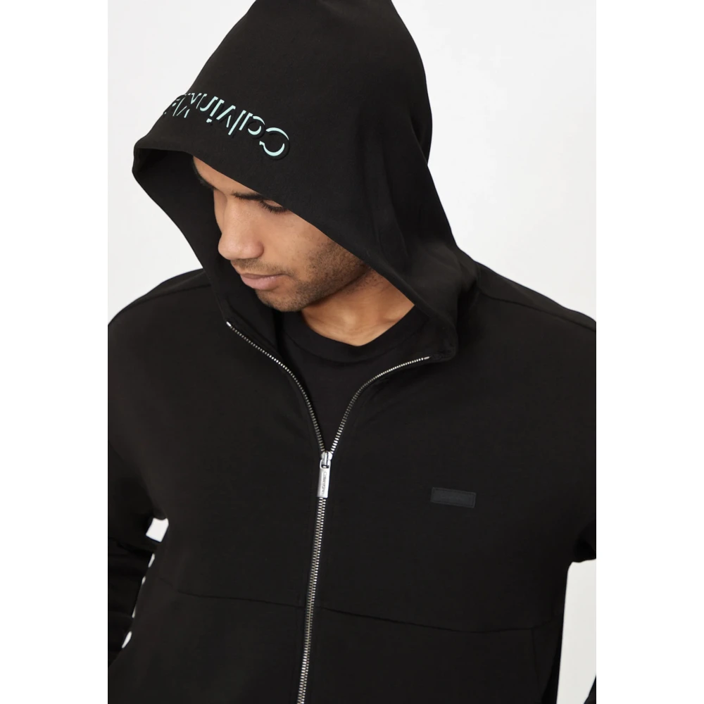 Calvin Klein Zwarte Hoodie BEH Shadow Embossed Black Heren