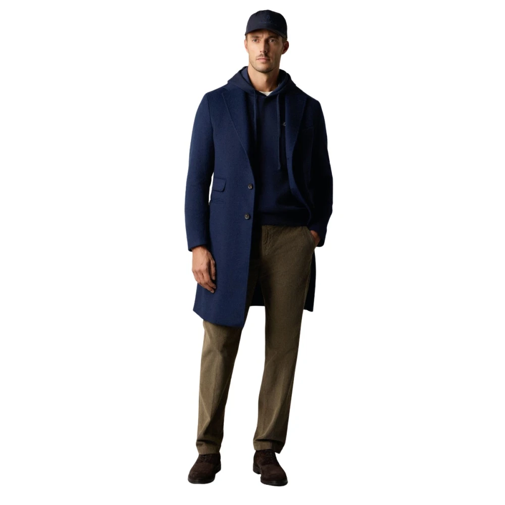 Brooks Brothers Blue Single-Breasted Coats, Male, 4XL, Wool Dress Coat