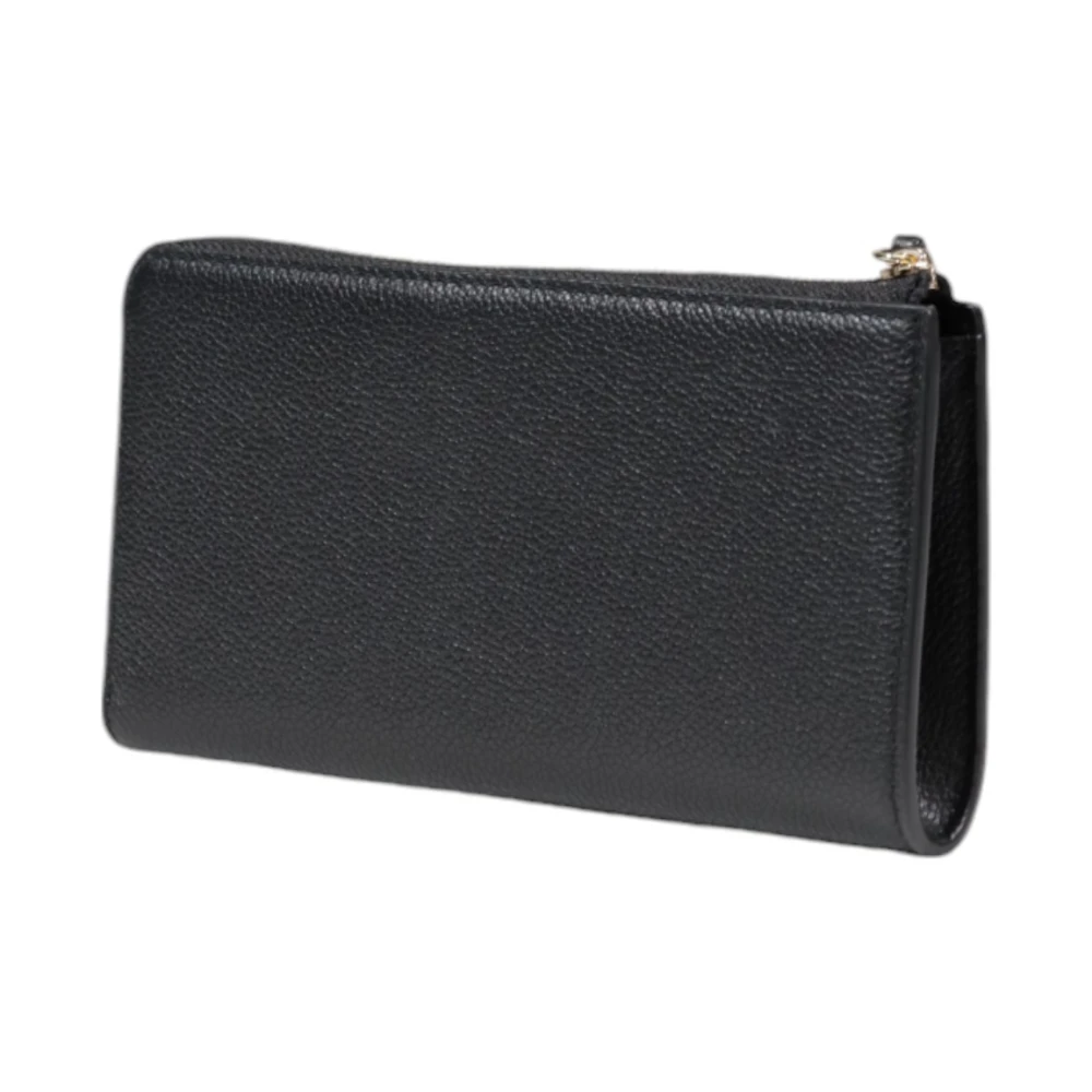 Furla Zwarte leren ritsportemonnee met handtastdetail Black Dames