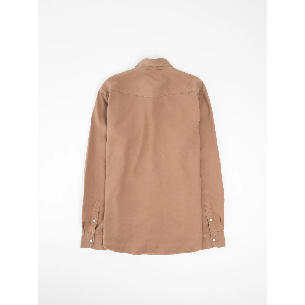 Hartford Western Shirt in Tencel Twill Blend Beige Heren