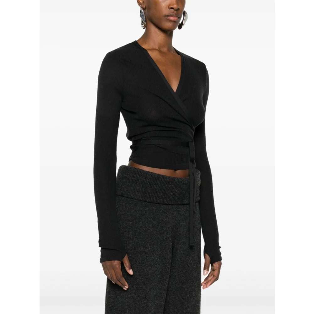 Lemaire Stijlvolle Wrapover Cardigan Black Dames
