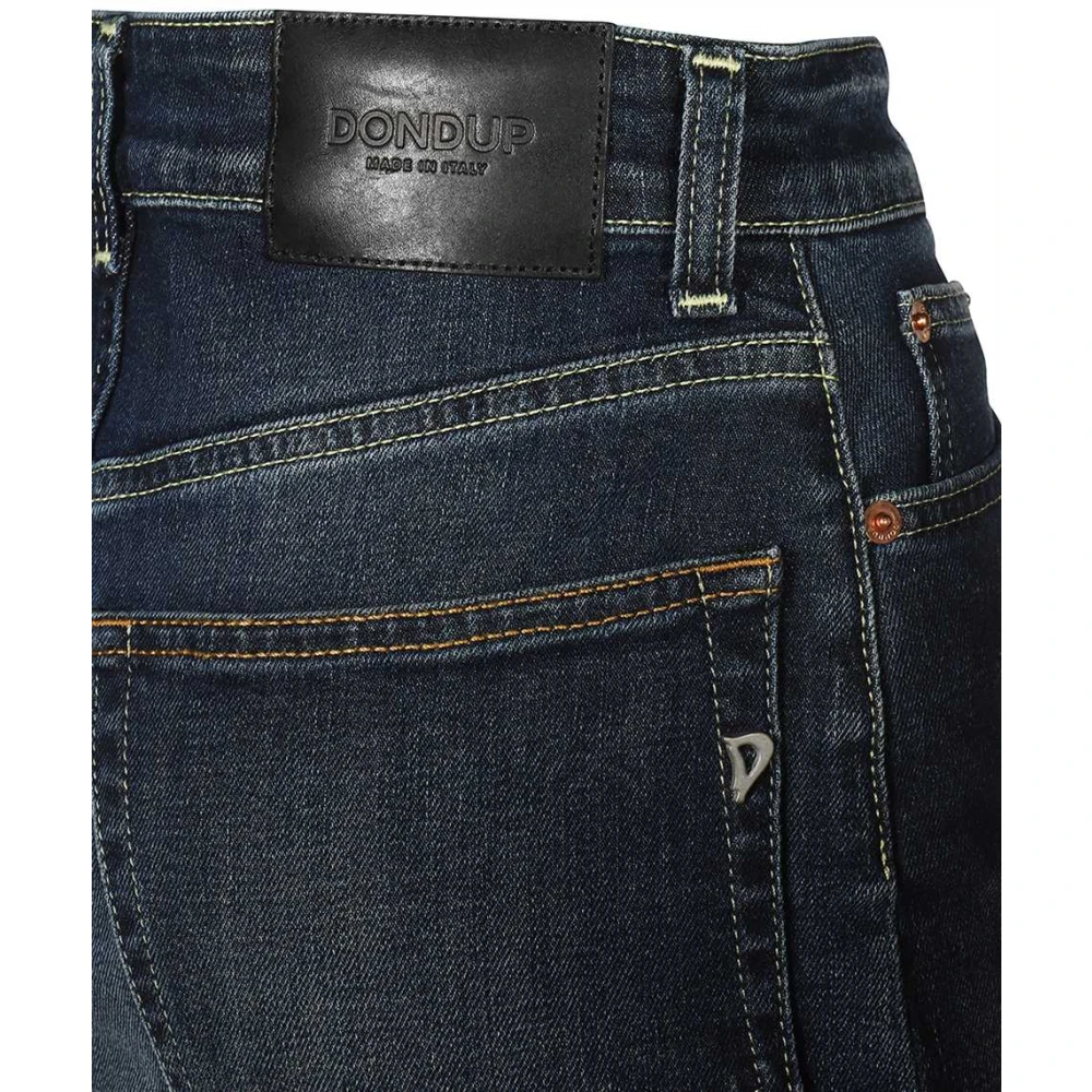 Dondup Denim Rok met Leren Logolabel Blue Dames
