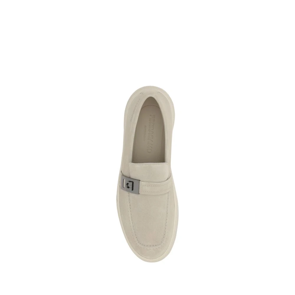 Salvatore Ferragamo Chunky Rubber Sole Slip-On Loafers Beige Heren