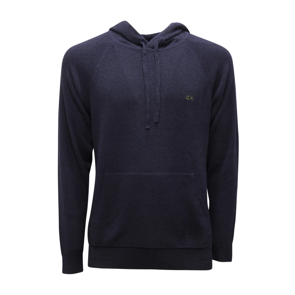 Sun68 Men's Blue Hood Bouclé Jumper
