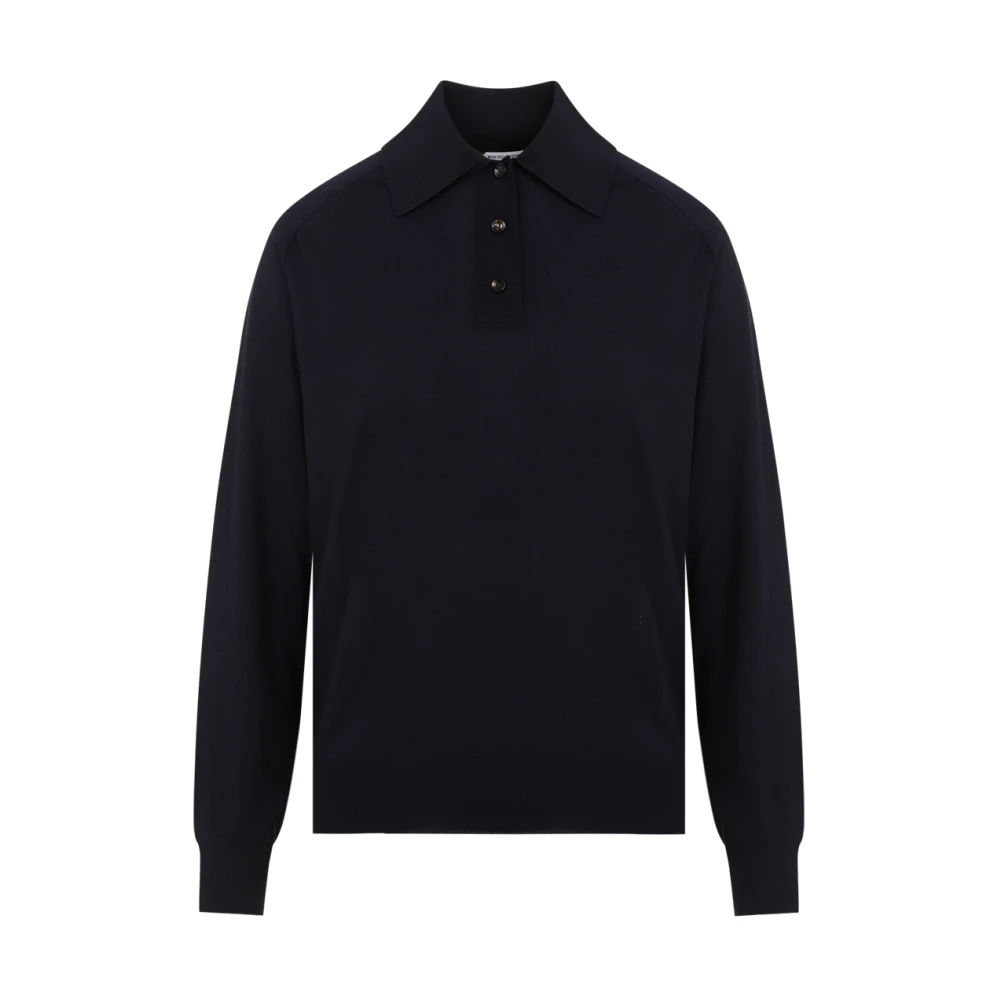 Bottega Veneta Navy Blue Wool Polo Shirt Blue Dames