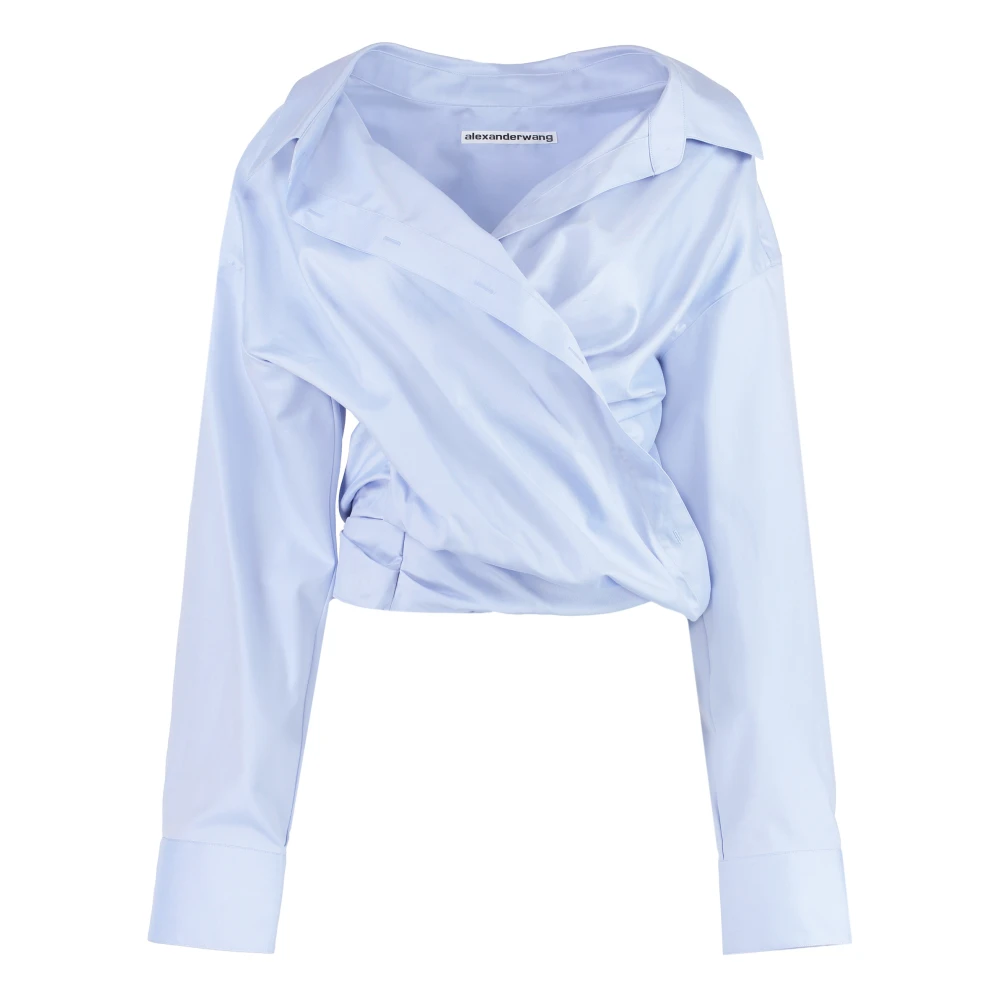 Alexander wang V-hals Katoenen Shirt Blue Dames