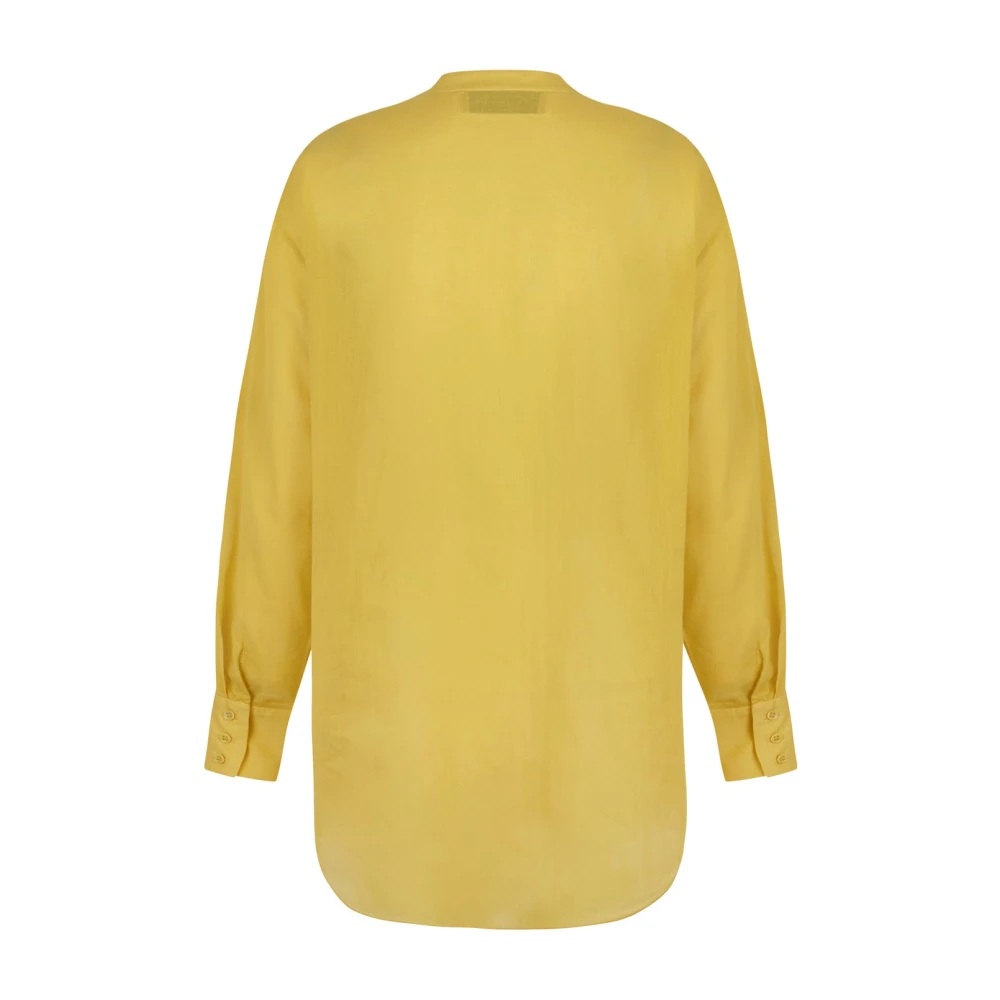 Cortana Gele Katoenen Voile Oversized Shirt Yellow Dames