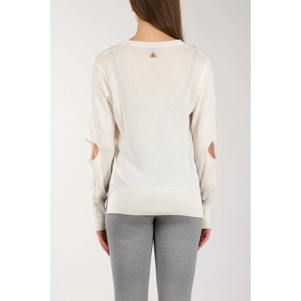 Akep V-hals Wollen Trui Beige Dames