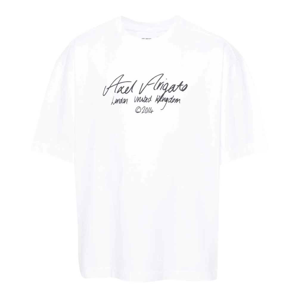 Axel Arigato Vit Logotyp Tryck Bomull T-shirt White, Herr