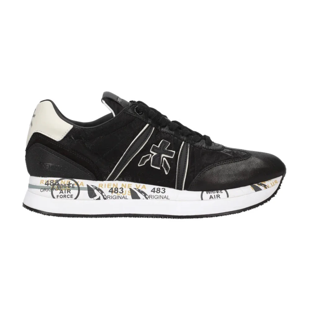 Premiata Svarta Mocka och Tyg Sneakers Black, Dam