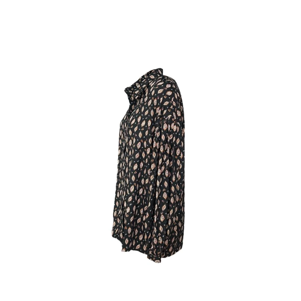Molly Bracken Klassieke Katoenen Blouse Pofmouw Ronde Zoom All-Over Patroon Zacht Stof Knoopsluiting Multicolor Dames