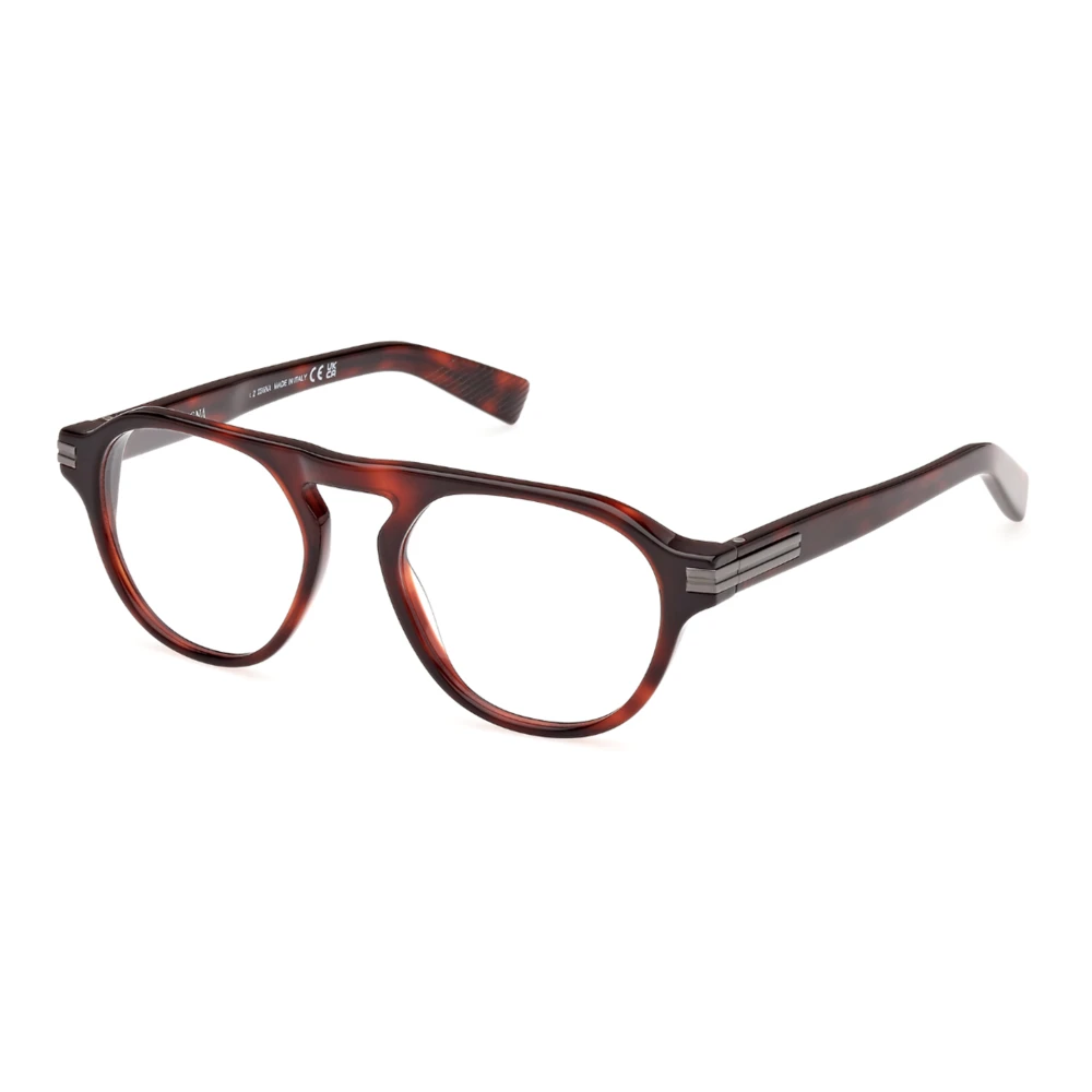 Zegna Brown Glasses, Unisex, 51 Mm, Red Havana Eyewear Frames