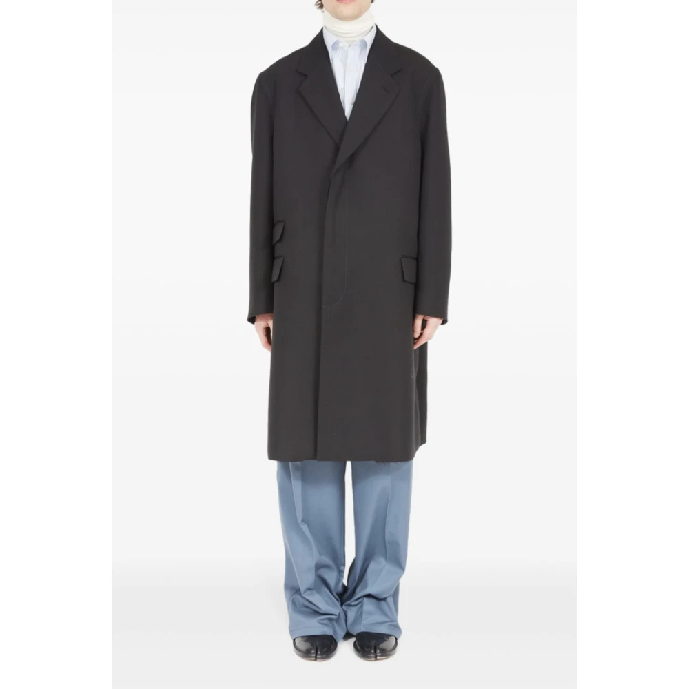 Maison Margiela Zwarte Gestikte Jas Black Heren