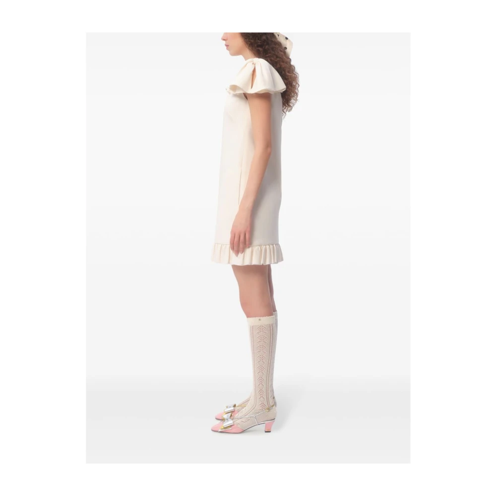 Valentino Ivoor Jurk met Pofmouwen Beige Dames