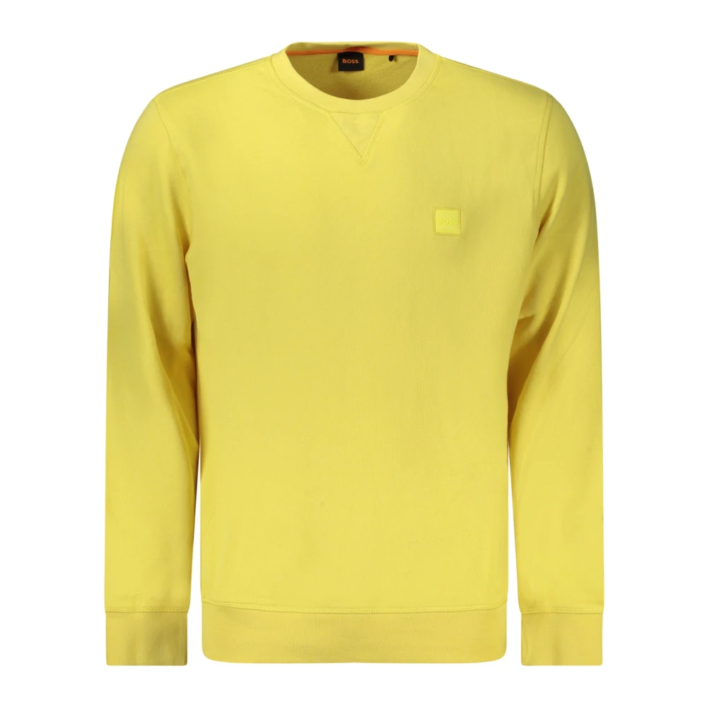 Hugo Boss Gul Långärmad Sweatshirt Broderad Logotyp Yellow, Herr