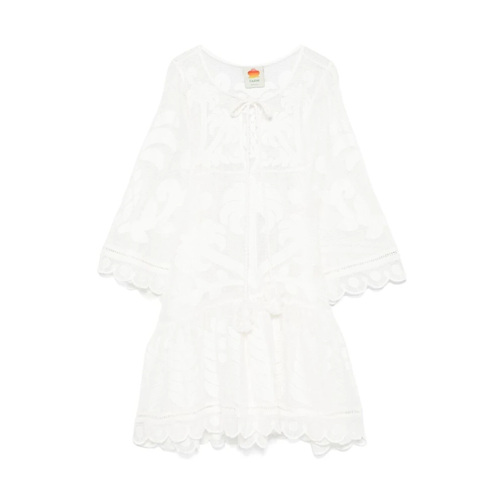 Farm Rio Witte Voorkant Strik Ruched Jurk White Dames
