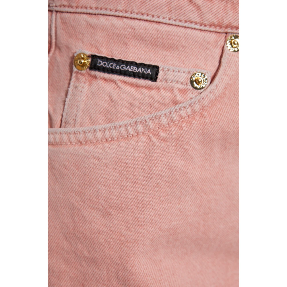 Dolce & Gabbana Denim shorts met vintage effect Pink Dames