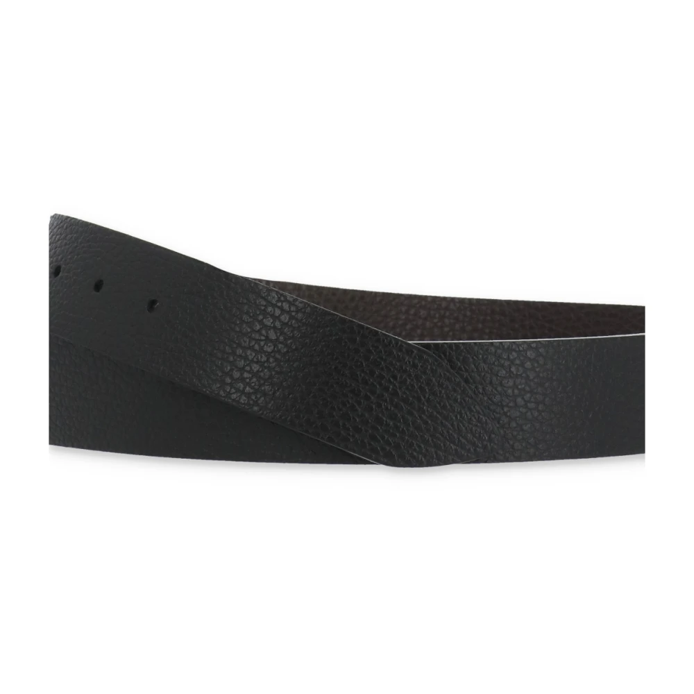Orciani Zwart Pebble Leren Omkeerbare Riem Black Heren