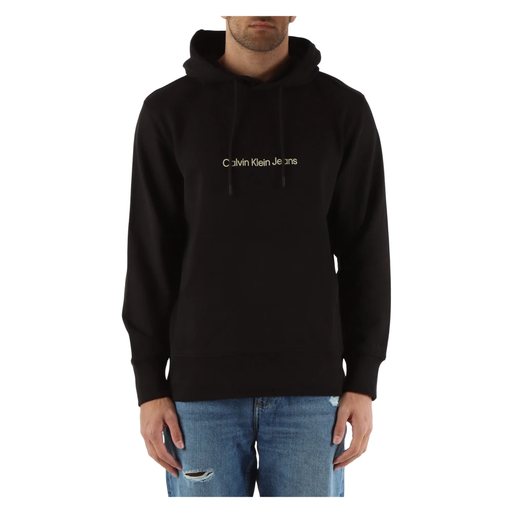 Calvin Klein Jeans Katoenen hoodie met logoprint Black Heren
