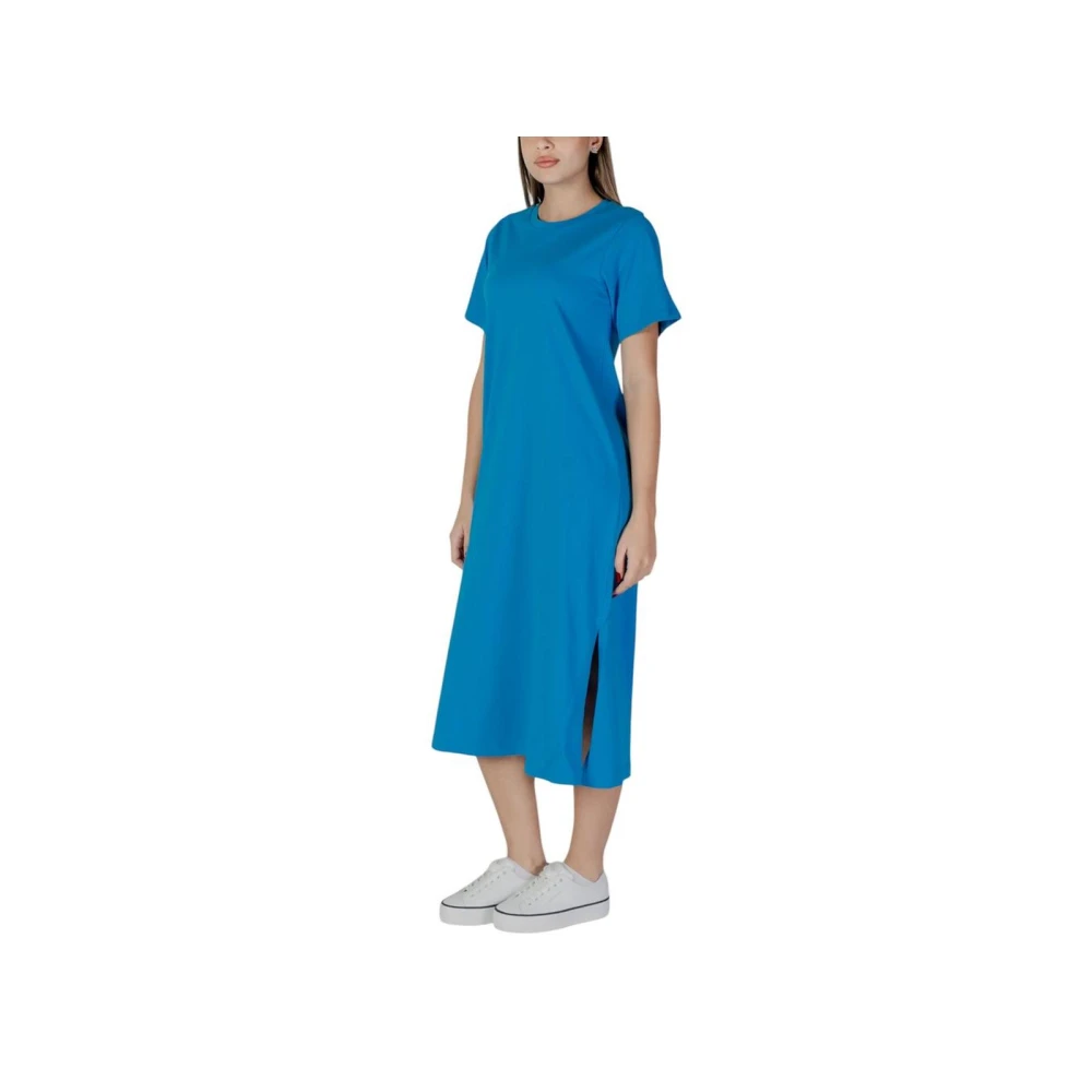 b.Young Blauwe Katoenen Midi Jurk Blue Dames