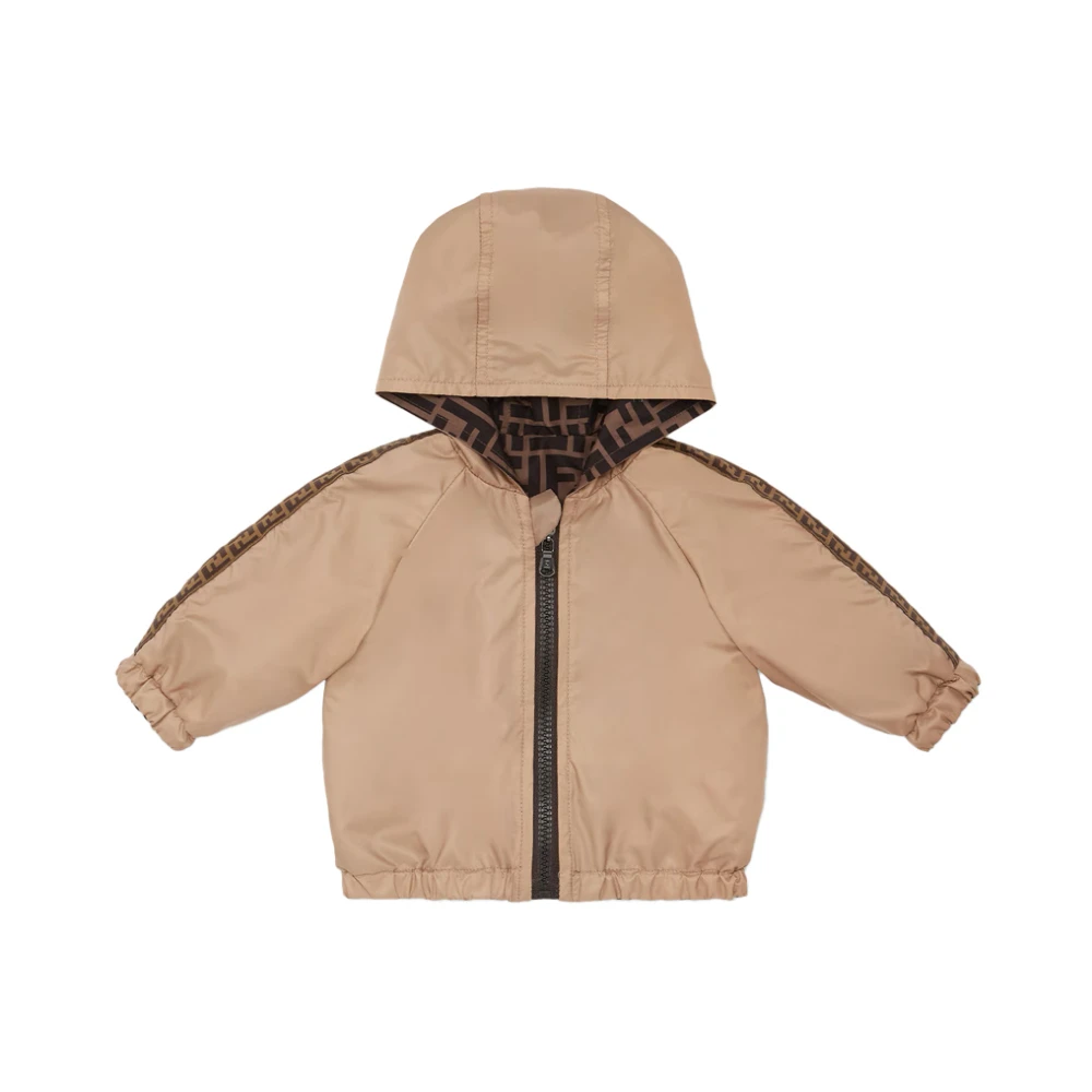 Fendi Vändbar Baby K-Way Kappor Brun Brown, Unisex