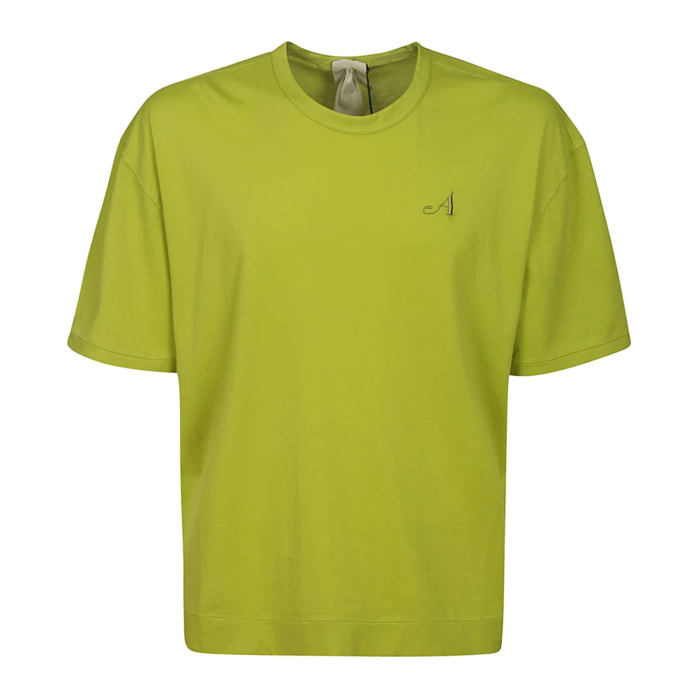 Ten C Katoenen Gebreid T-shirt met Zijdetail Green Heren