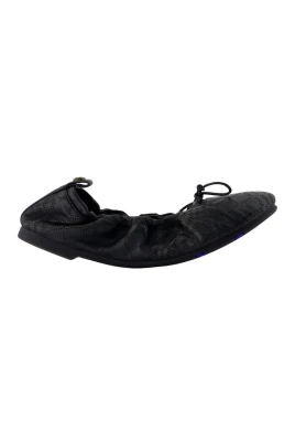 Check Leather Fawn Ballerinas
