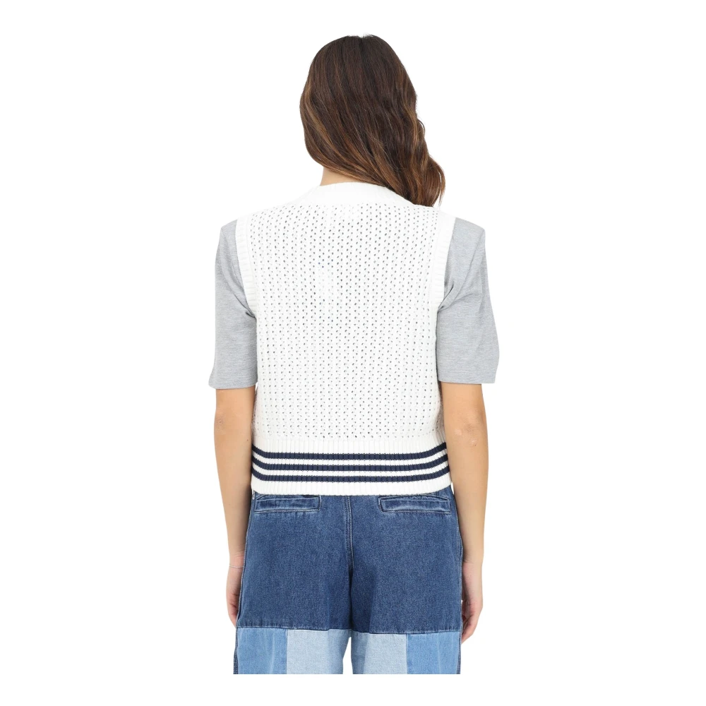 adidas Originals Witte Gebreide Gilet Jas Vrouwen White Dames