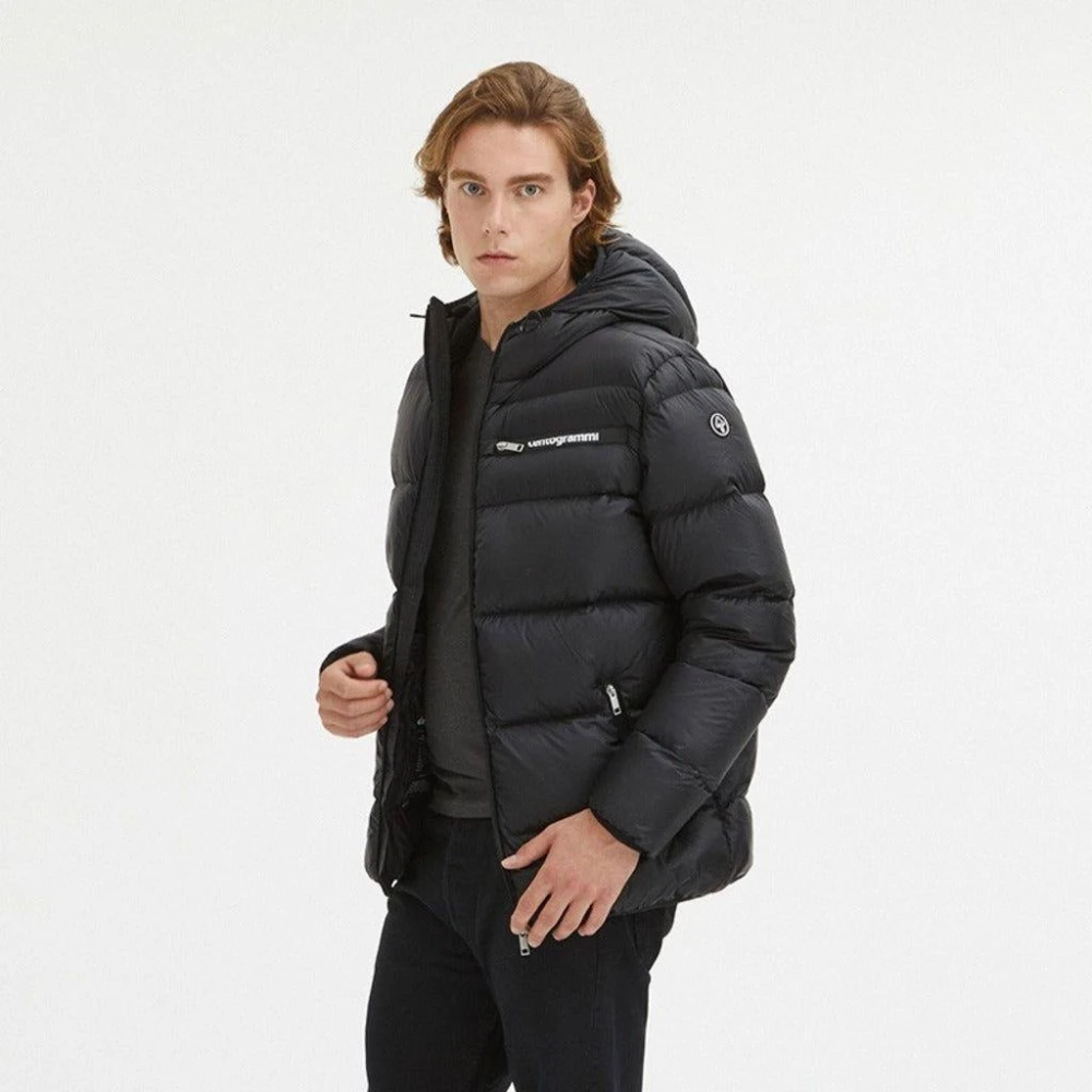 Centogrammi Hooded donsjack in zwart Black Heren