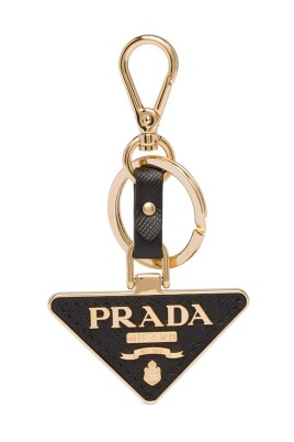 black-leather-triangle-logo-keychain