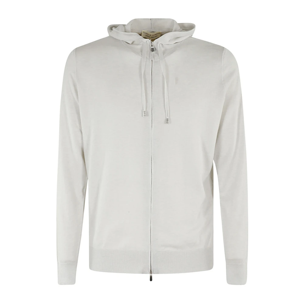 Filippo De Laurentiis Cashmere Hoodie Med Hel Dragkedja Gray, Herr