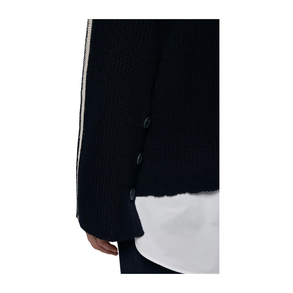 Alpha Studio Blauwe Nacht Geribbelde Trui Blue Dames
