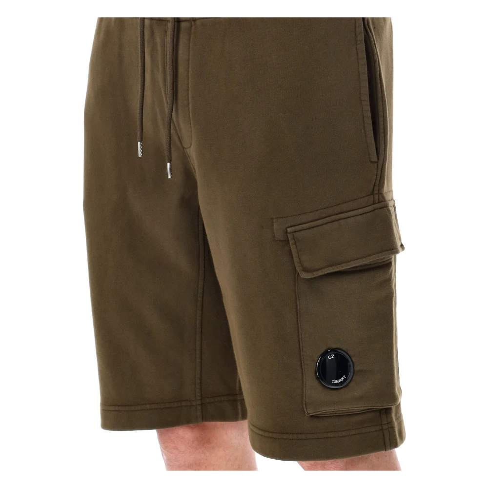C.P. Company Groene Fleece Lens Shorts Green Heren