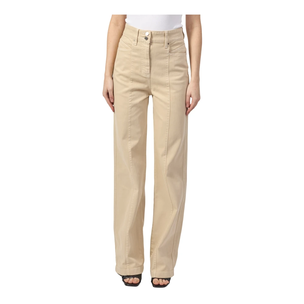 Hugo Boss Beige Casual Broek met Dubbele Knoop Beige Dames