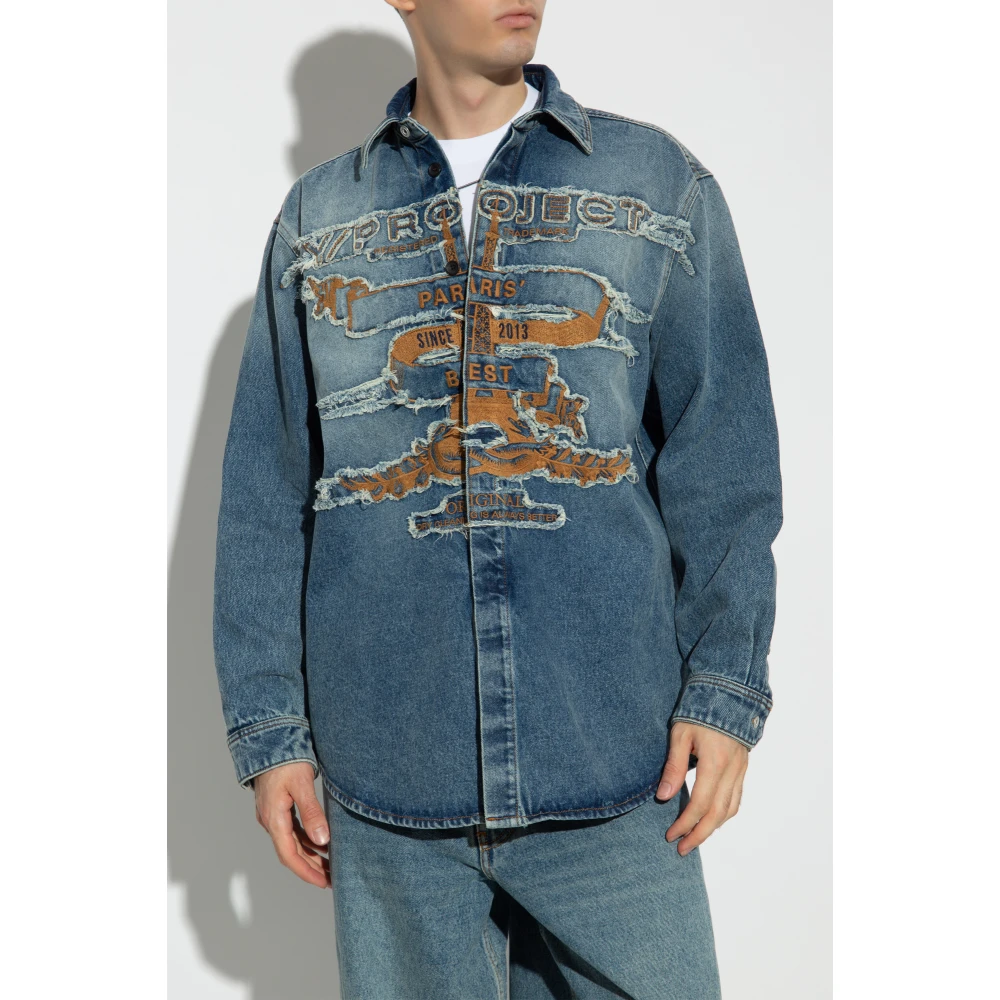 Y Project Denim shirt met logo Blue Heren